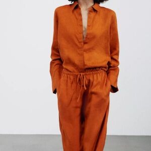Zara Orange Linen Set